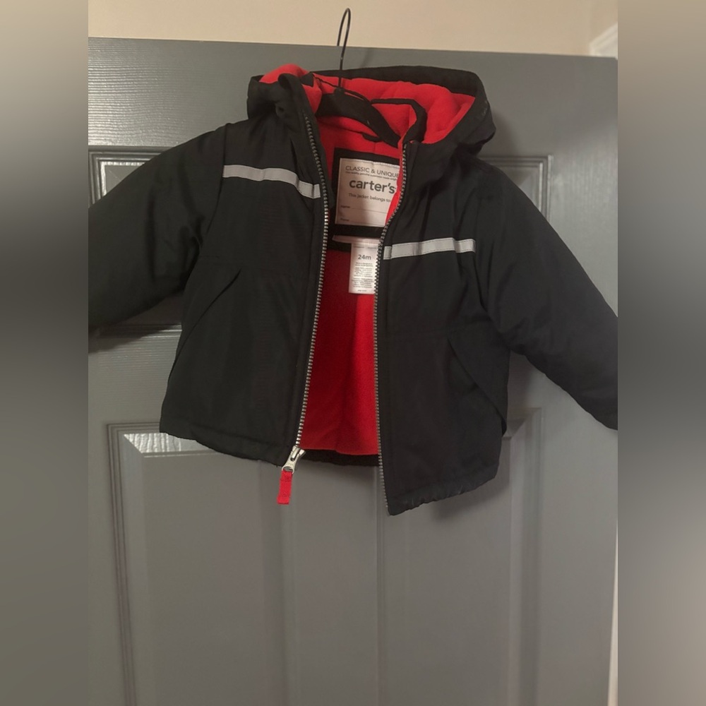 Carter's black and red winter jacket and snow pants 24 months